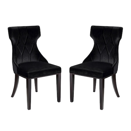 Manhattan Comfort Reine Velvet Dining Chair (Set of Two) in Black and Walnut DC007-BK